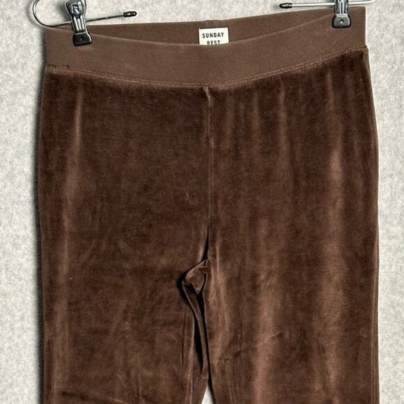 Sunday‎ Best Aritzia Sz S Flared Velour Pull-On Lounge Pants Mocha Comfort Cozy - Picture 8 of 9
